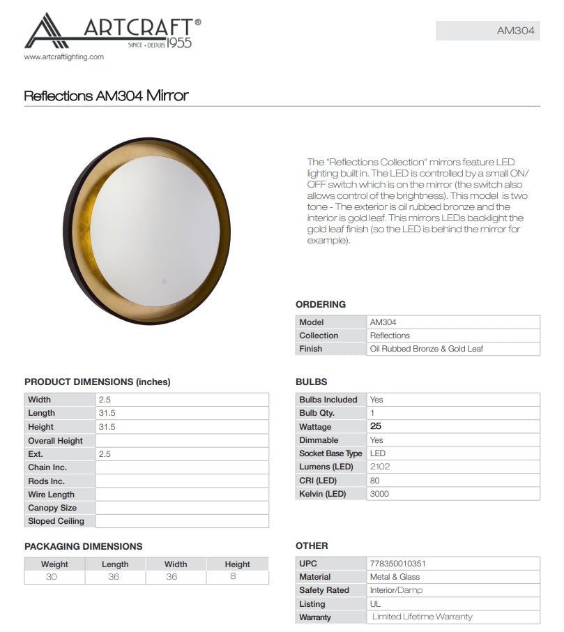Reflections Two-Toned Circular LED Integrated Mirror