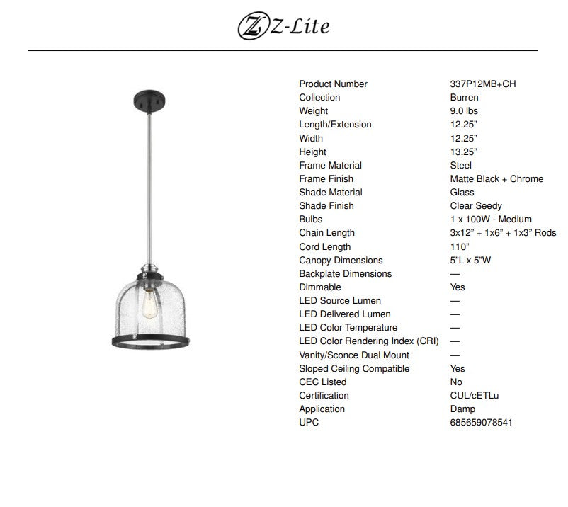 Burren 1-Light Pendant