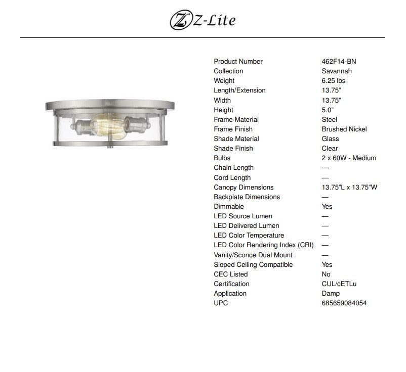 Savannah 2-Light Flush Mount