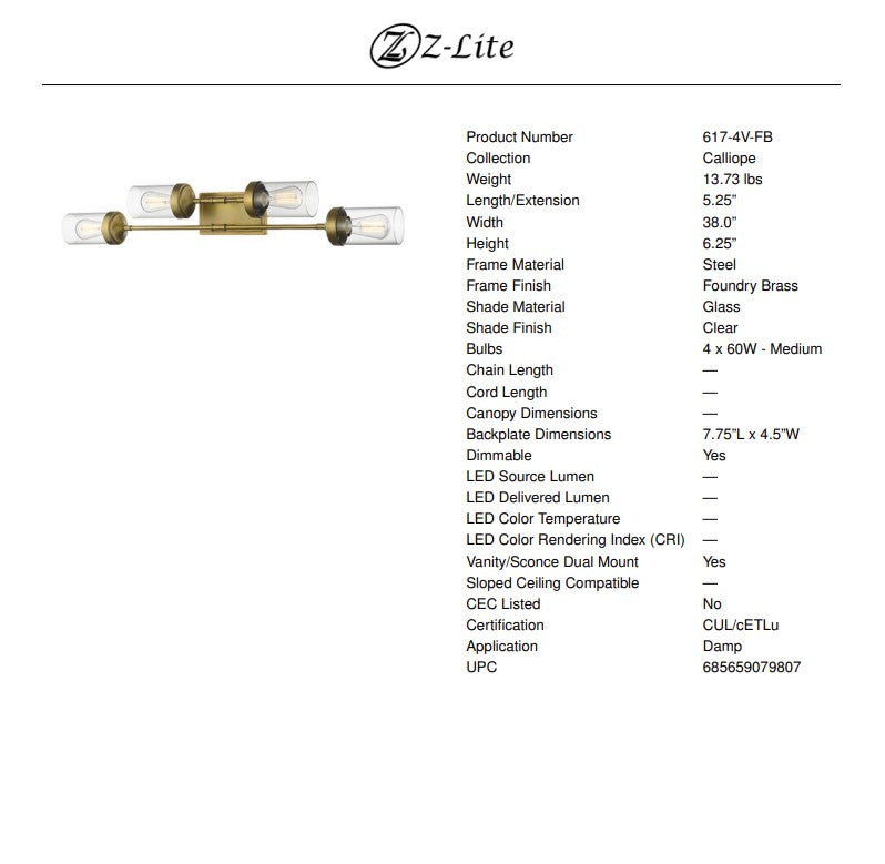 Calliope 4-Light Vanity