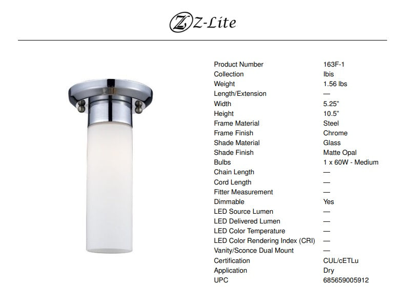 Ibis 1-Light Semi Flush