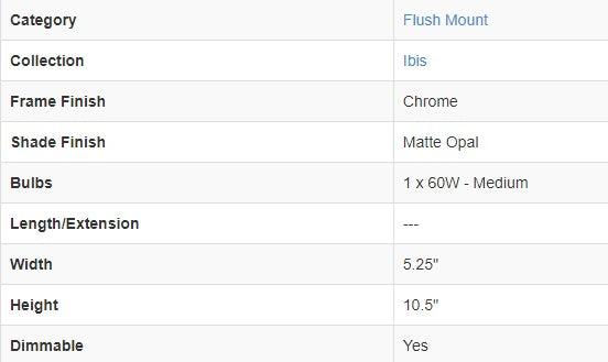 Ibis 1-Light Semi Flush