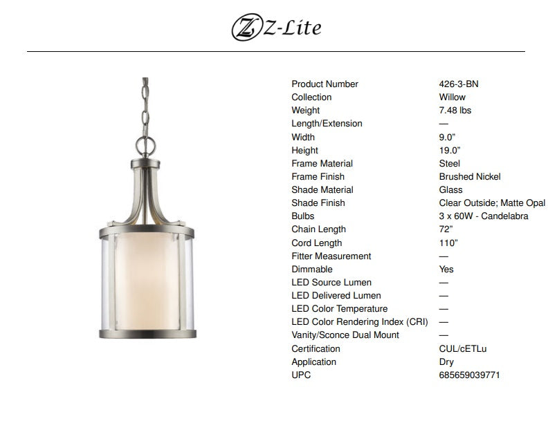 Willow 3-Light Pendant