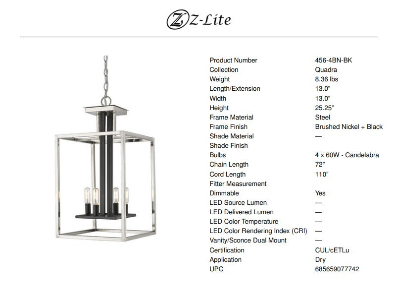 Quadra 4-Light Chandelier
