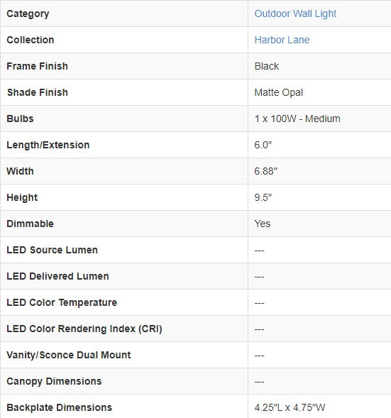 Harbor Lane 1-Light Exterior