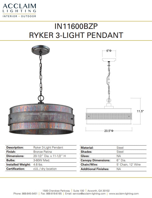 Ryker 3-Light Pendant