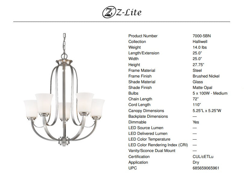 Halliwell 5-Light Chandelier