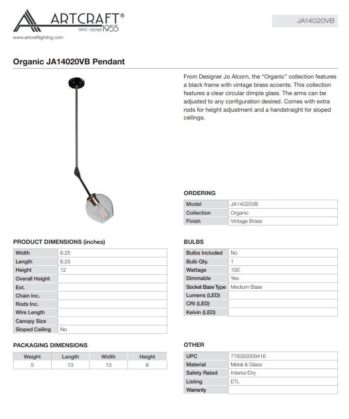 Organic 1-Light Pendant