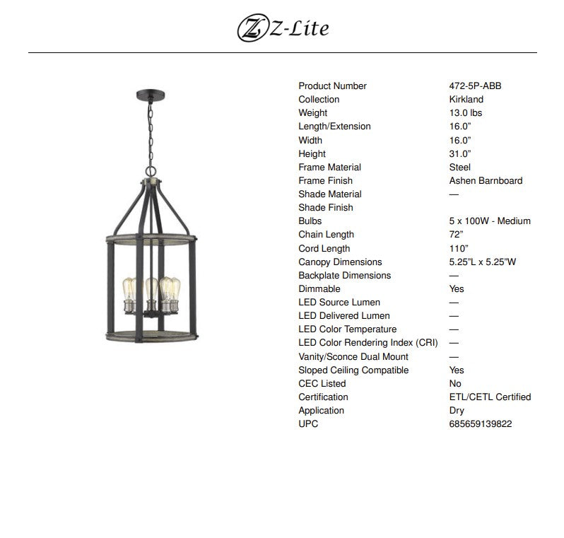 Kirkland 5-Light Chandelier