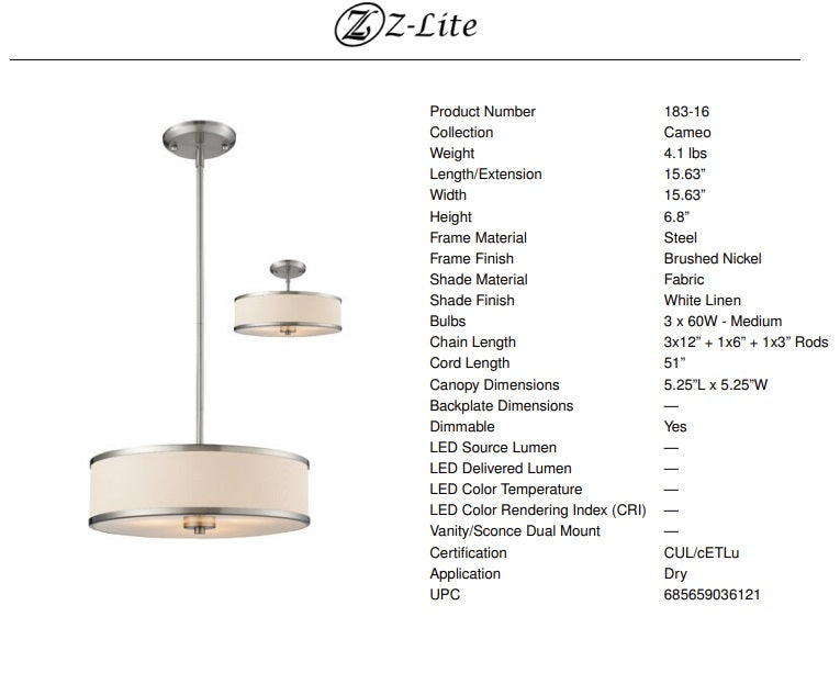 Cameo 3-Light Pendant