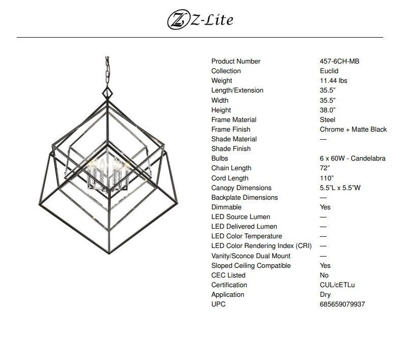 Euclid 6-Light Chandelier