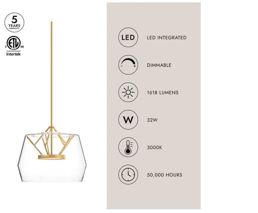 Deco 18" LED Pendant - PD61418CL/VB (In Store Purchase ONLY)