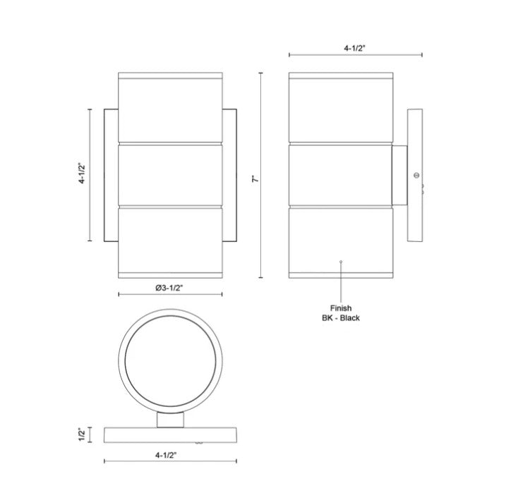 Lund 7" Exterior Wall Sconce - EW3207-BK (In Store Purchase ONLY)
